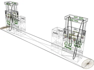 Gas Station Island 3D Model preview