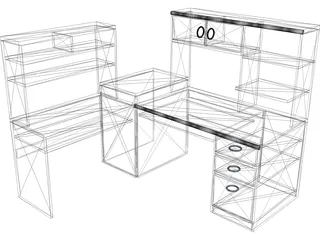 Desk Computer Wrap Around 3D Model preview