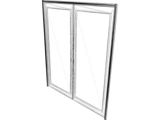Door Double Sliding Glass 3D Model preview