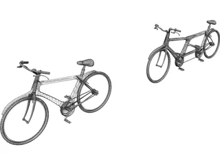 Modern Single and Tandem Bicycles 3D Model preview