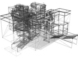 Old Chinese Buildings 3D Model preview