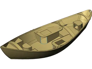Wooden Drift Boat 3D Model preview