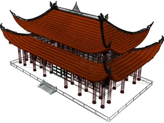 Attic Chinese Building 3D Model preview