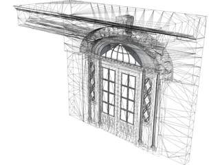 Federal Style Entry Double Doorway 3D Model preview