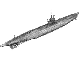 Modern Submarine 3D Model preview