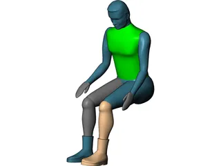 Pilot Sitting 3D Model preview