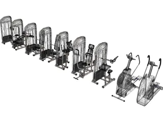 Fitness Equipment Collection 3D Model preview