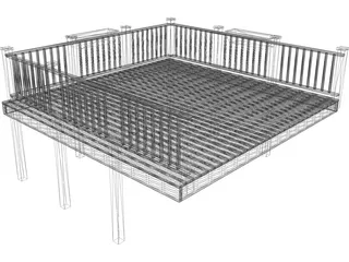Wooden Deck 3D Model preview