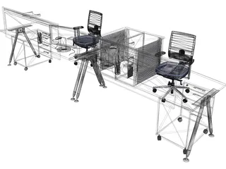 Office Table 3D Model preview