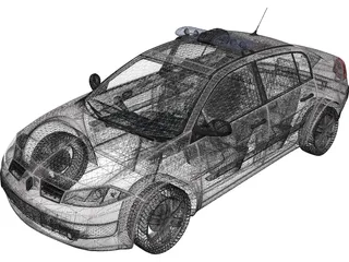 Renault Megane Police 3D Model preview