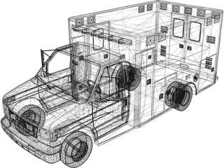 Ford E350 Ambulance 3D Model preview