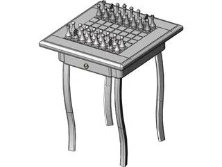 Chess Desk 3D Model preview
