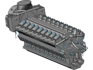 Diesel 18V48/60 Engine 3D Model preview