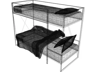 Children Stacked Bed 3D Model preview