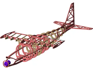RC Glider Plane Balsa Frame 3D Model preview