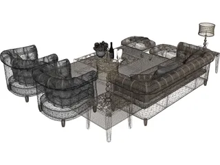 Retro Sofa 3D Model preview