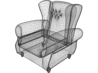 Armchair Old Fashioned 3D Model preview