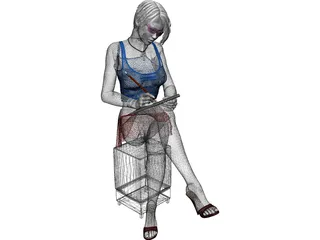 Woman Writing 3D Model preview