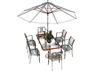 Chairs and Table Garden 3D Model preview