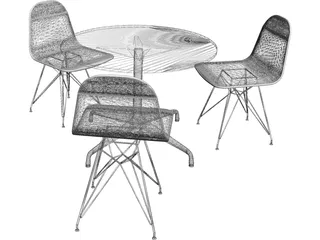 Eames Seatings and Table 3D Model preview