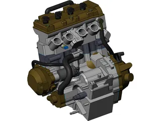 Kawasaki zx600 Engine 3D Model preview
