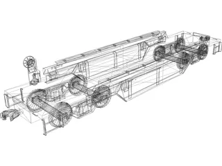 Flat Bed Train Carriage 3D Model preview