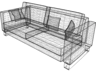 Sofa with Pillows 3D Model preview