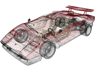 Lamborghini Countach LP500 3D Model preview