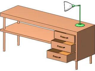Table and Lamp 3D Model preview