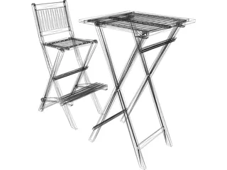 Bar Chair and Table 3D Model preview