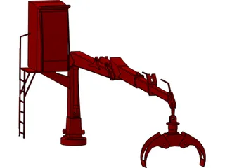 Hydraulic Hand Crane 3D Model preview