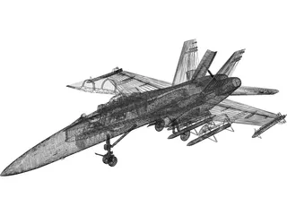 F-18D with Landing Gear 3D Model preview