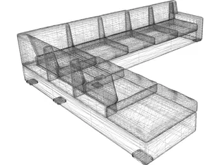 Round Exterior Sofa 3D Model preview