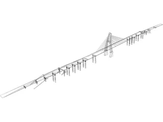 Cable Stayed Bridge 3D Model preview