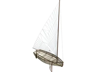 Wooden Sailboat 3D Model preview