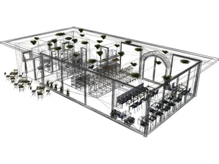 Modern Cafe Building 3D Model preview