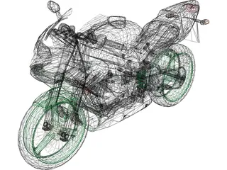 Kawasaki ZX9 3D Model preview