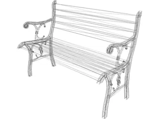Wrought Iron Park Bench 3D Model preview