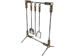 Fire Place Tools and Rack 3D Model preview