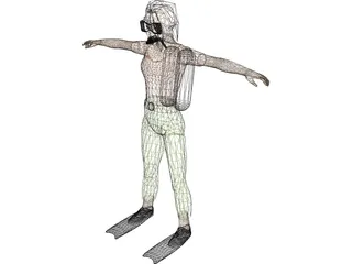 Woman Swimmer 3D Model preview