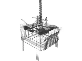 Oil Platform Troll C 3D Model preview