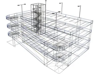 Garage Parking Four Level 3D Model preview