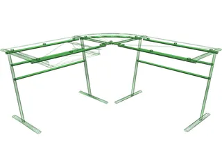 Desk Glass Top Contemporary 3D Model preview