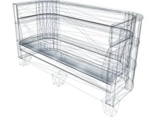 Couch Art Deco Styled 3D Model preview