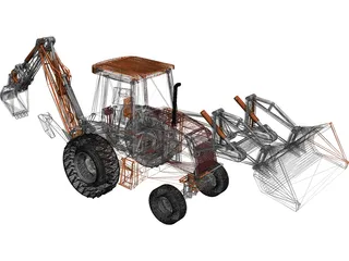 Loader Backhoe 3D Model preview