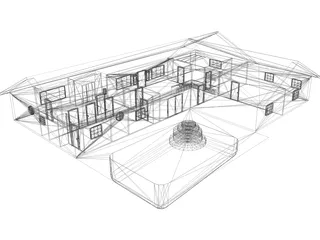 House Urban Interior and Pool 3D Model preview