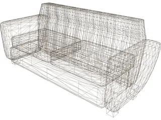 Couch Leather Art Decco 3D Model preview