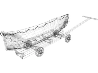 Lifeboat with Trailer 3D Model preview