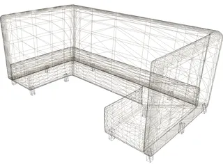 Booth Restuarant Square 3D Model preview