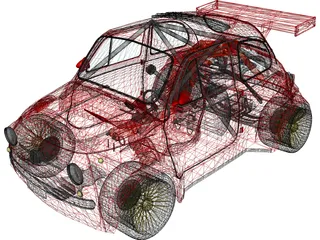 Fiat Lancia 500 RS4 Rally Car 3D Model preview